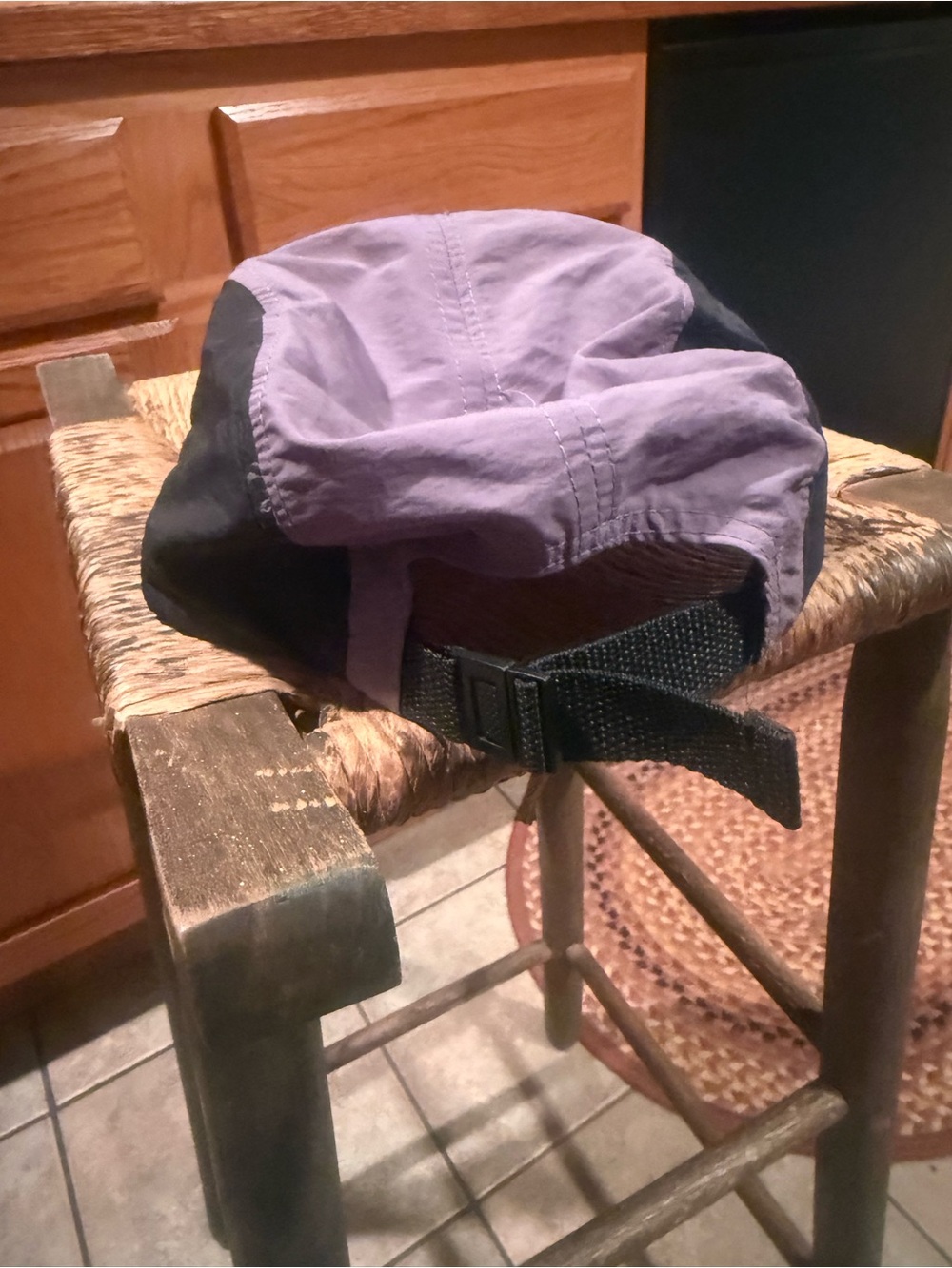 Colorblock Outdoor Cap with Hiker Graphic - Blue, Lavender, Cream - Picture 2 of 3